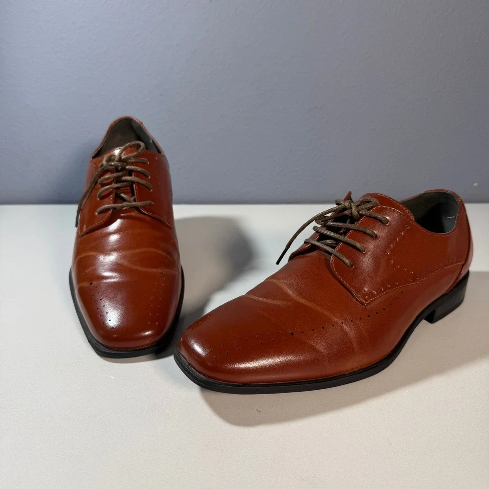 Stacy Adams Boys Dress Shoes Cognac‎ Brown Lace Up Oxford Size 7M